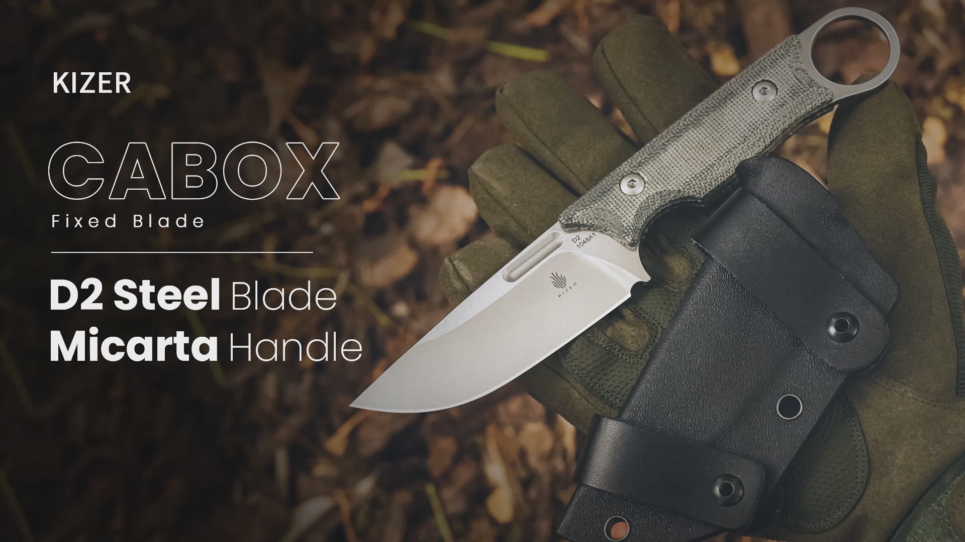 Cabox 3.346 inch D2 Fixed Blade Micarta Handle 1048A1-Kizer