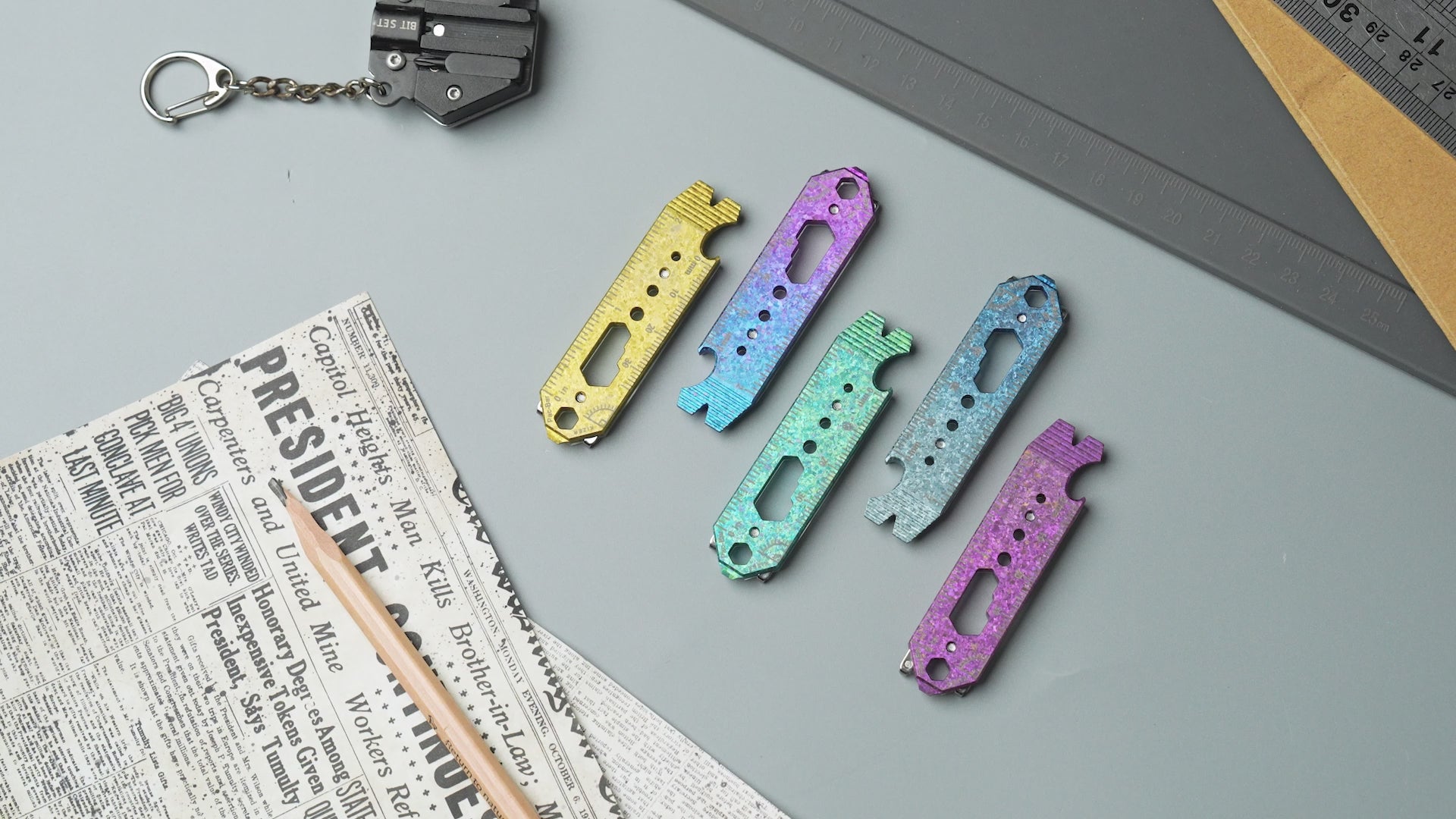 Kizer Crystallized Titanium & Acrylic EDC Multi-Functional Tools Blue