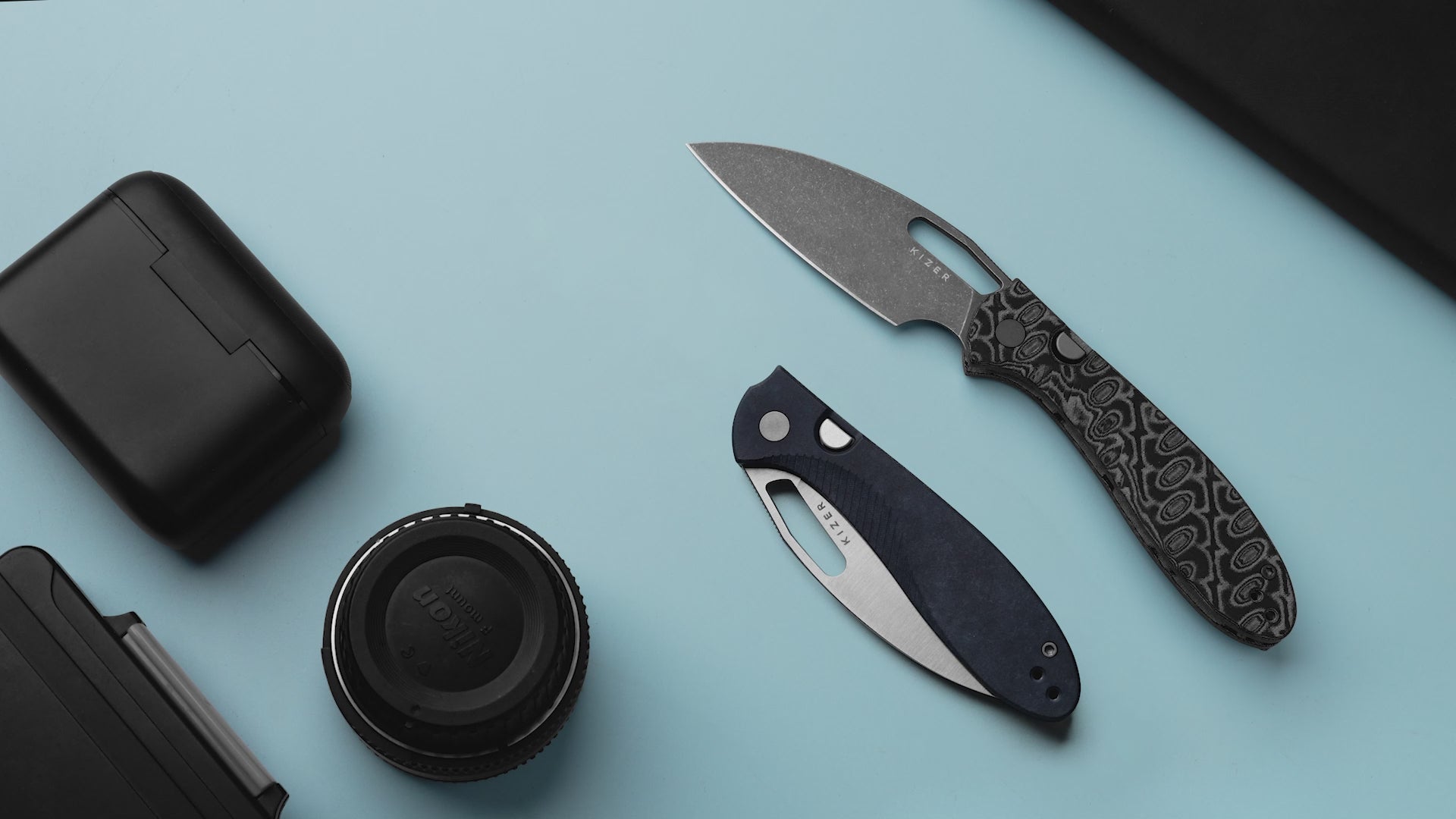 その他 masa Masu | Kizer Button Liner Lock™ | GID Green G10 | 14C28N | Richlite |