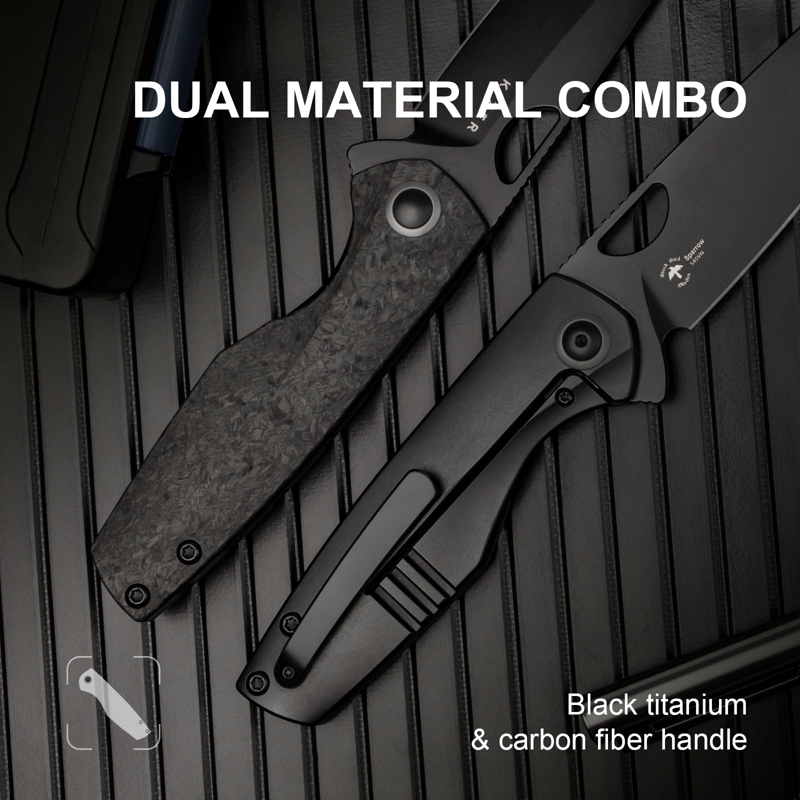 Sparrow | S45VN | Marble Carbon Fiber+Titanium | KizerB™ 3628A2