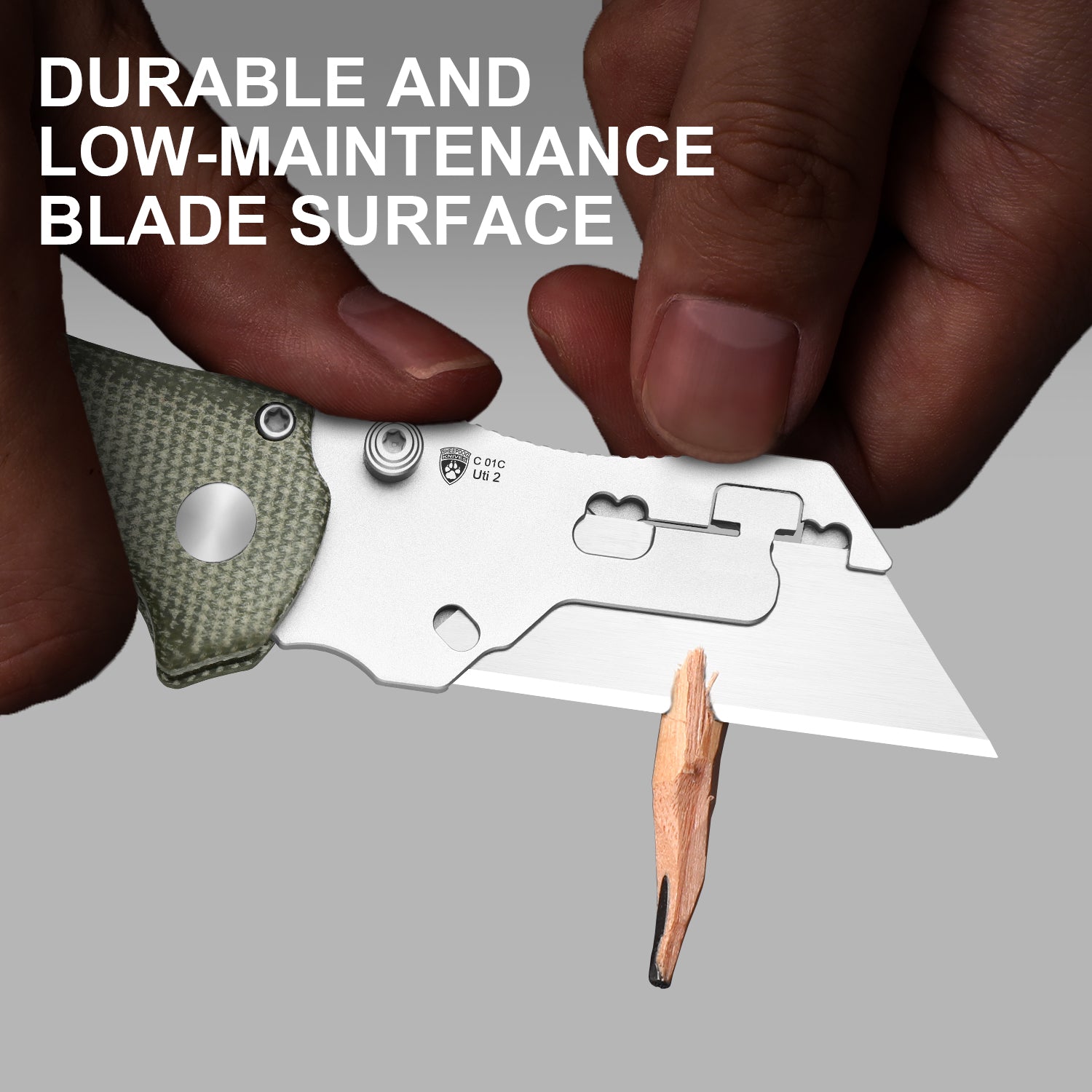 Sheepdog® Utility Knives | Kizer Button Liner Lock™ | C01C Uti 2 | 5Cr15MoV | Micarta | KizerV™ 3488.29JNA1