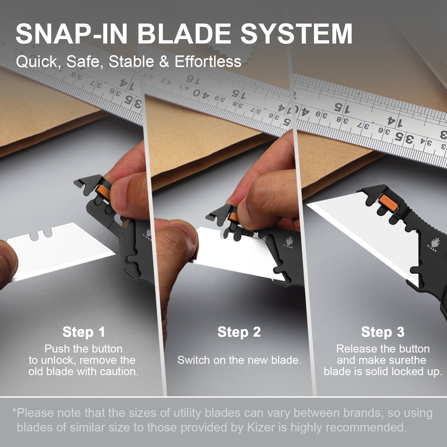 Sheepdog® Utility Knives | Kizer Button Liner Lock™ | C01C Uti 2 | 5Cr15MoV | KizerV™ 3488.29JNA3