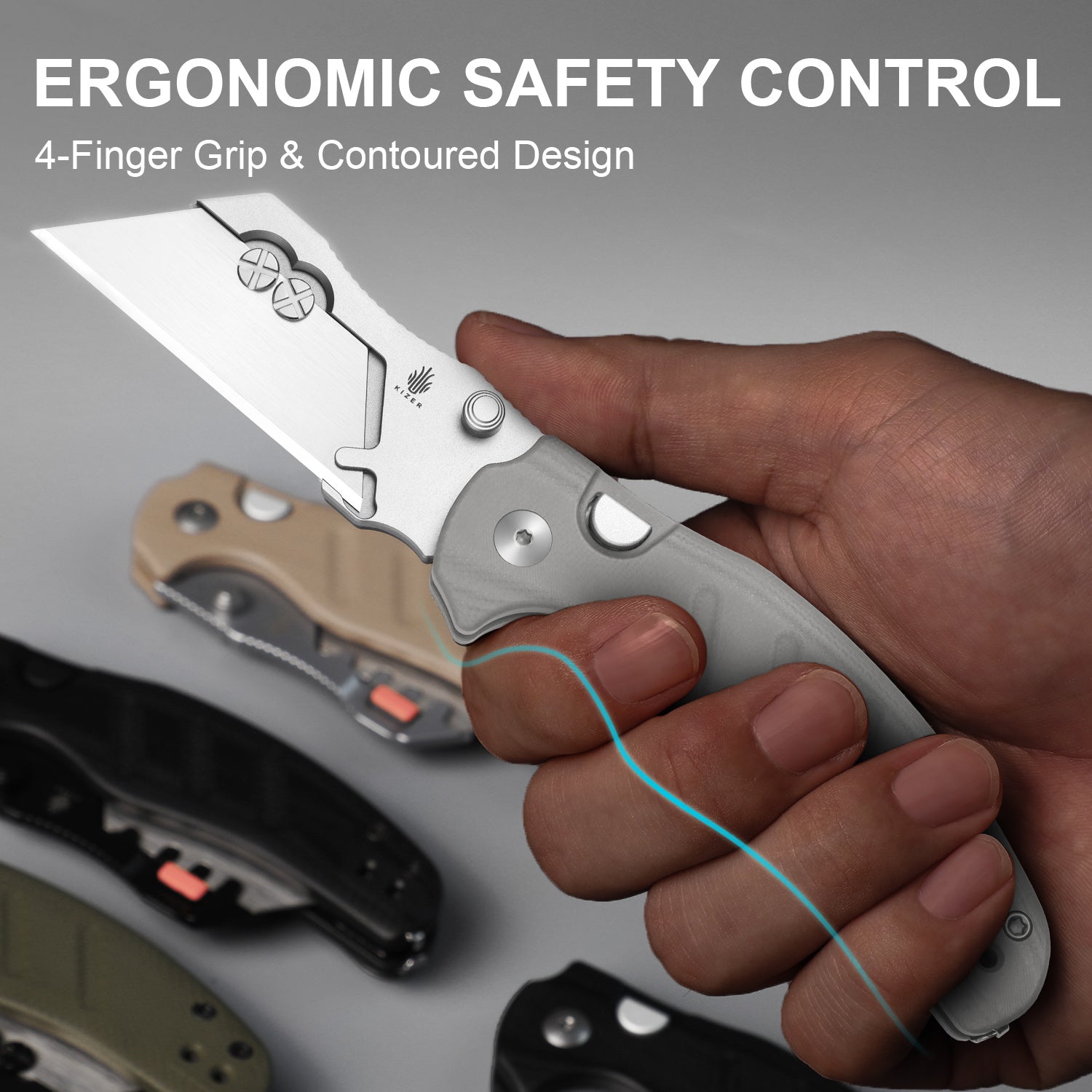 Sheepdog® Utility Knives | Kizer Button Liner Lock™ | C01C Uti 1 | 5Cr15MoV | KizerV™ 3488.29JSA1