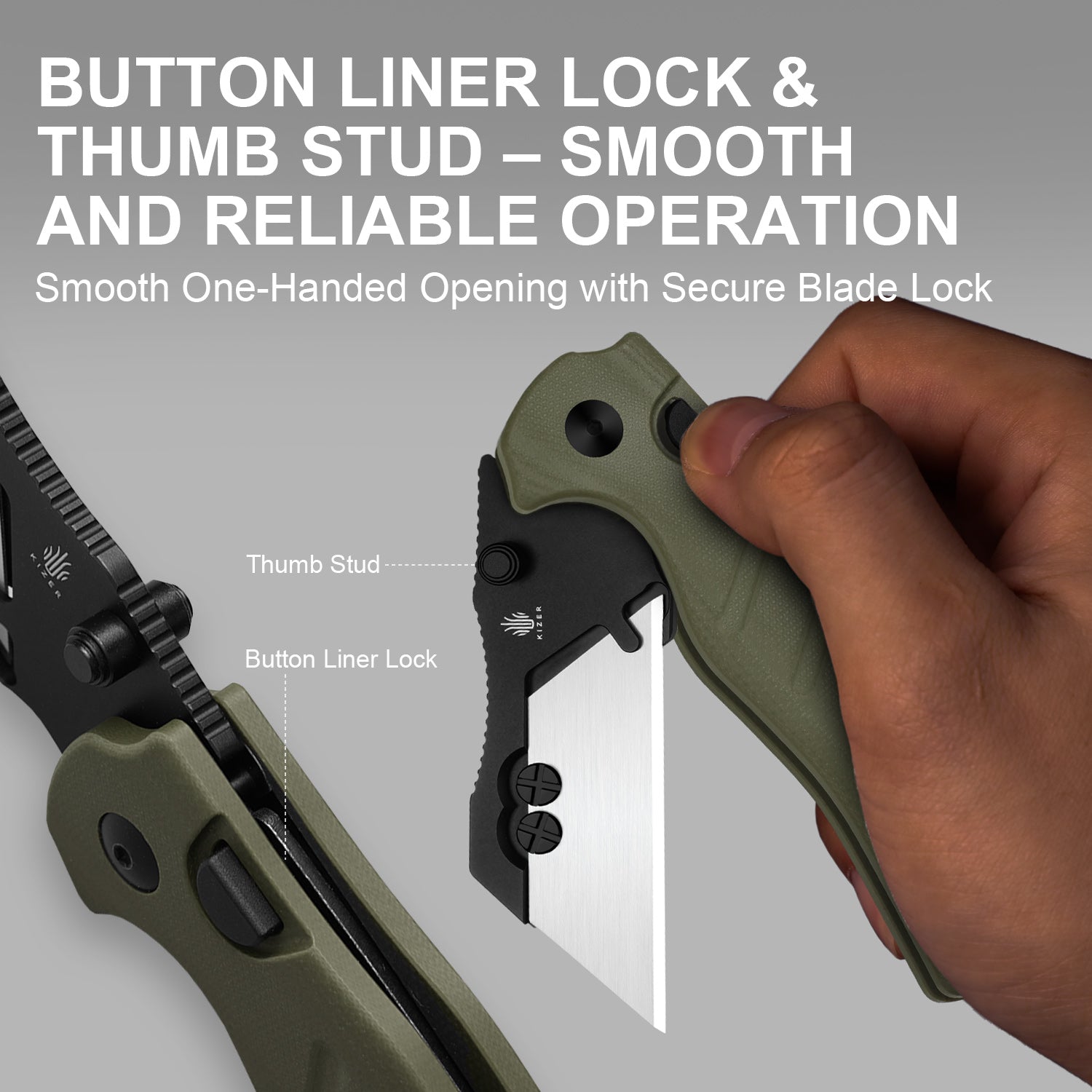 Sheepdog® Utility Knives | Kizer Button Liner Lock™ | C01C Uti 1 | 5Cr15MoV | KizerV™ 3488.29JSA2