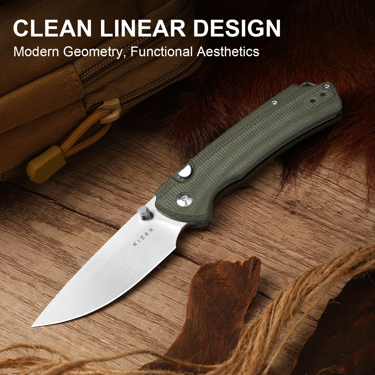 T1 BD | Button Liner Lock™ | Nitro-V | Micarta | KizerV™ 3490.2BA1