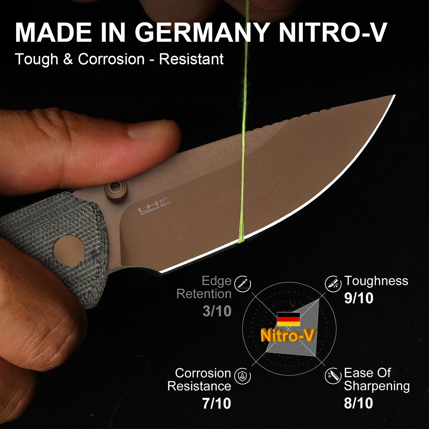 T1 BD 3.2 inch Nitro-V Norplex UltreX Micarta V3490.2BA2-Kizer