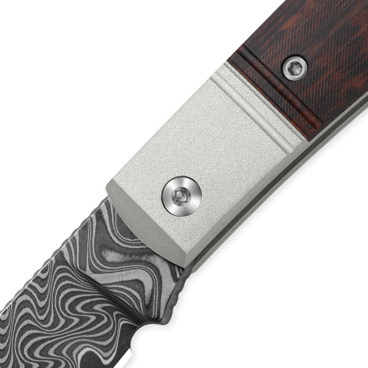 Trestle D 2.95 inch Damascus Aluminum & Leopardwood V3760A3-Kizer
