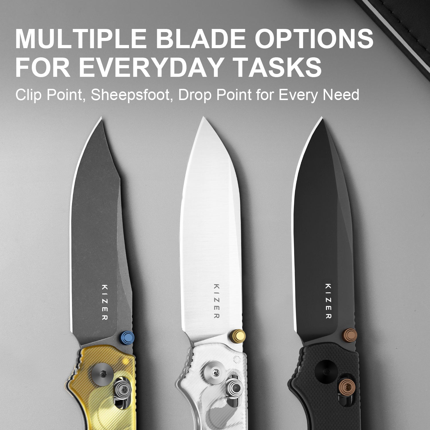 Pokiman CC | Kizer Clutch Lock™ | Clip Point | Four-Finger Full Grip | Clear PEI | KizerV™ 3789A3