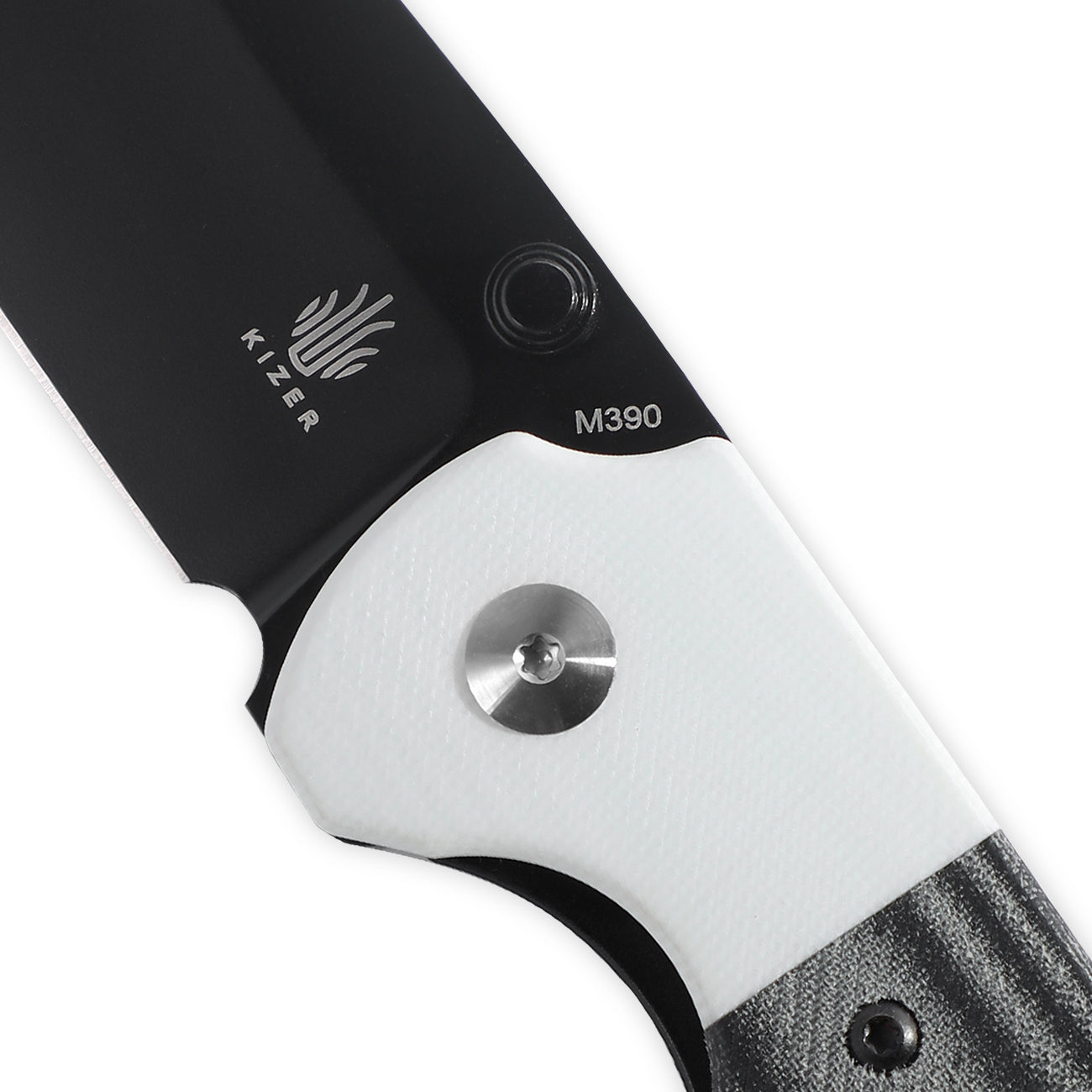 Kizer Deviant Black Micarta& White G10 V3575A2 (3" Black Ti-Coated)