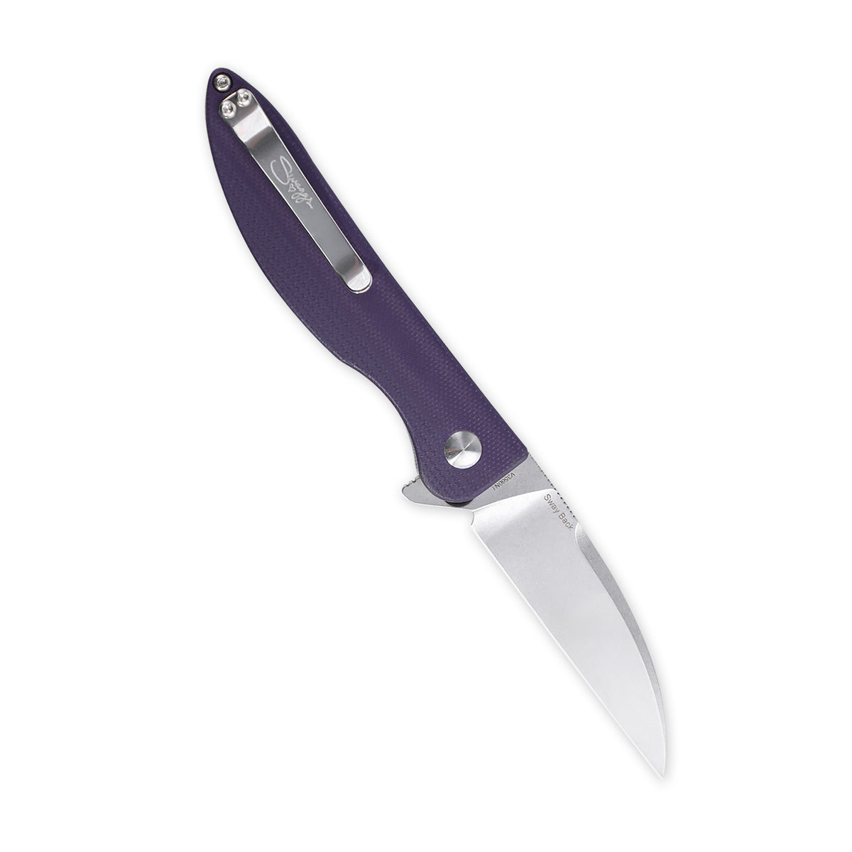 Kizer Swaggs Swayback Button Lock Knife Purple G-10 V3566N1 (2.99" SW)