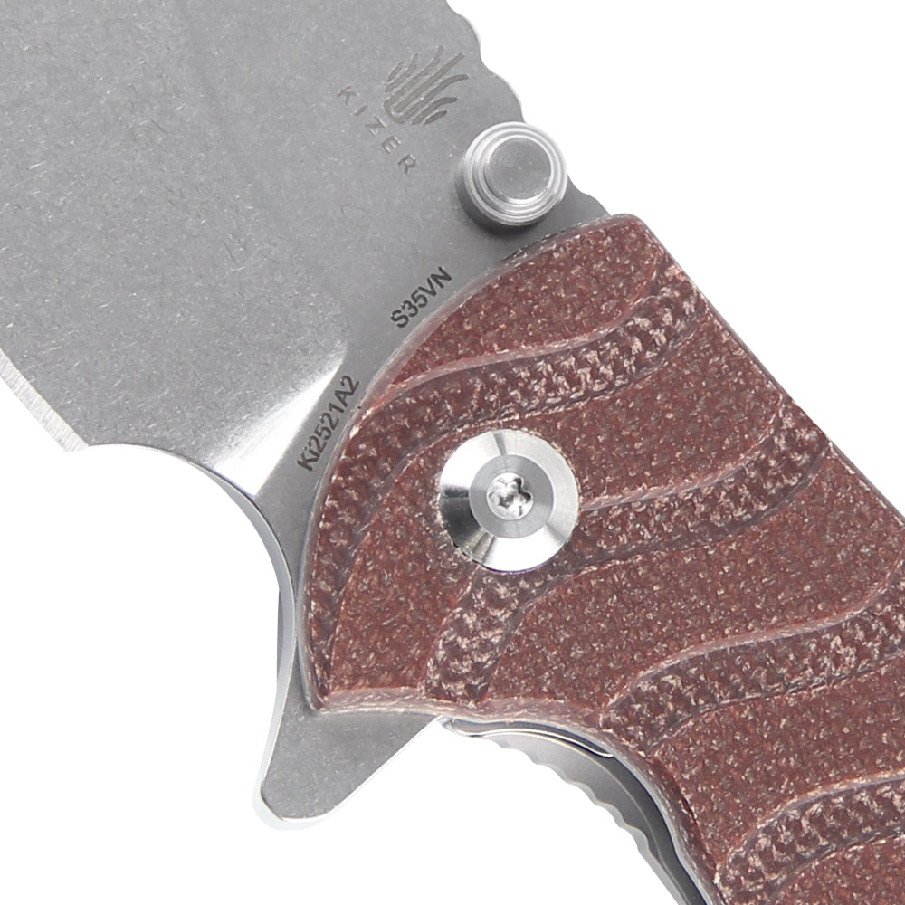 Kizer Flip Shank Micarta Brown Ki2521A2 (2" Stonewash)