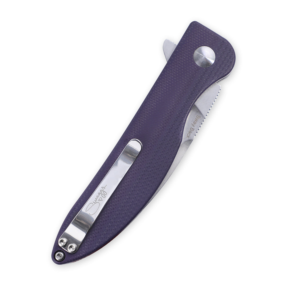 Kizer Swaggs Swayback Button Lock Knife Purple G-10 V3566N1 (2.99" SW)